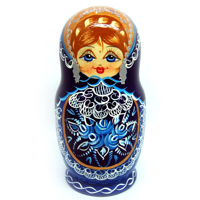 Матрешка (5мест) Русский орнамент (синий наряд)